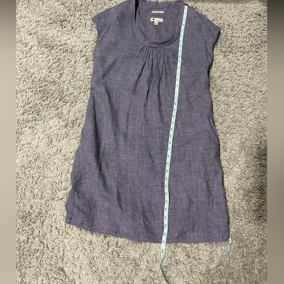 Malvin Hamburg Small Lagenlook 100% Linen Mini Dress Blue Scoop Neck Pockets - Picture 7 of 7